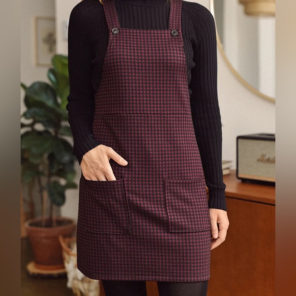 Overall grey gray plaid dress button down with pockets - Picture 11 of 11